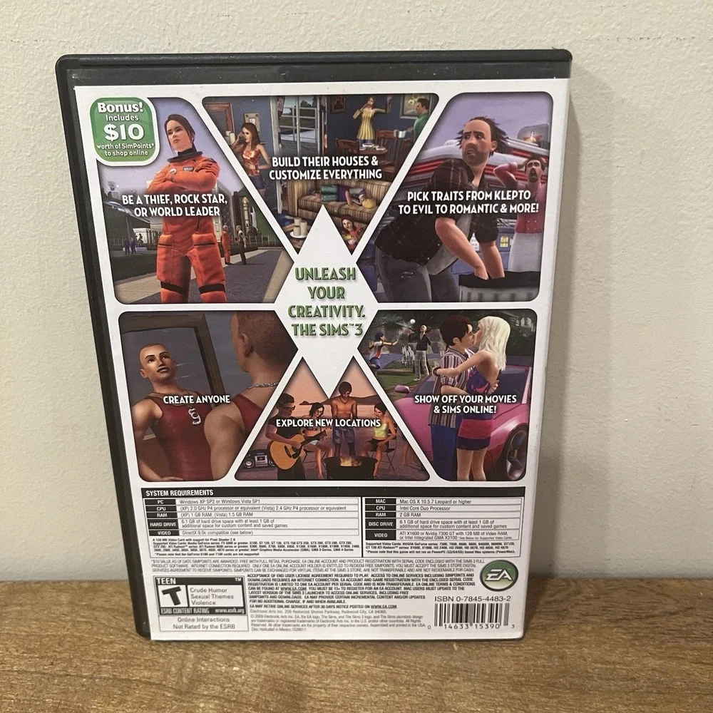 Sims 3 PC Mac 2009 EA Video Game Complete Disc Manual Inserts Registration Code